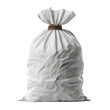 © Shahida - A large white trash bag tied with a brown rope on a black background isolated on transparent background