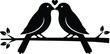 © MD - 'Romantic silhouette of two birds perched on a leafy branch with heart symbol above, symbolizing love, nature, companionship, and affection in minimalist design'