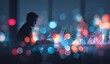 © Hallo - Silhouette of person working on laptop with glowing data visualization