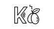 © Jajang - Stylized letter K and fresh plum icon illustrating healthy lifestyle choices and natural fruit
