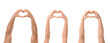 © Pixel-Shot - Many hands making heart gesture on white background