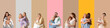 © Pixel-Shot - Set of mothers with their children on color background