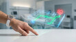 © Lastwizard Shop - Hand interacts with digital healthcare interface showing patient journey routing in hospital setting