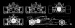 © AI PIC - Formula 1 racing car technical blueprint vector illustration on black background