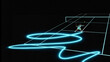 © Lustre Art Group  - Tennis player hitting ball on glowing blue trajectory across court, symbolizing precision, speed and athletic performance. Ideal for sports advertising, tennis campaigns and competition branding.