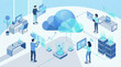 © SYATRI RAWU - Global cloud computing network infrastructure connecting diverse digital devices and distributed data storage for seamless information exchange and collaborative workspace management