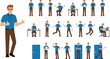 © MDBELAL - Business Man Character Poses Set Office Worker Actions Cartoon Vector Illustration Collection