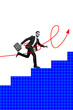 © deagreez - Composite trend artwork sketch image photo collage of arrow direction job trader business young guy formalwear run ladder career promotion