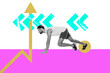 © deagreez - Composite 3d creative image collage of serious sportsman run marathon arrow direction race speed competition sprint readiness