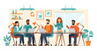 © Wankatsu - Hybrid work vector illustrations of office team collaboration