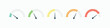 © rochmuch - Set of segmented speedometer gauge icons with colorful levels. Performance indicator vector for credit score, risk assessment, speed measurement, and dashboard progress tracking