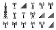 © sefali - Various communication towers and signal strength indicators in a black silhouette