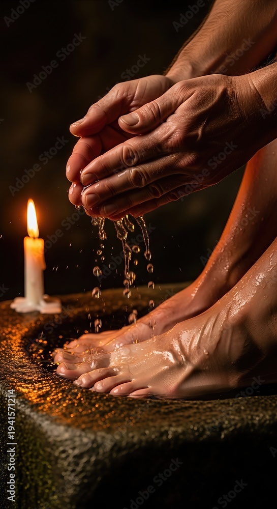 Jesus Ritual Maundy Thursday observance, Jesus Christ washing feet of disciples ...