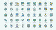 © Berkah - Diverse collection of colorful digital line icons for technology business and communication concepts.