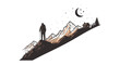 © Rock - Hiker atop mountain peak at nightfall vector illustration design
