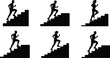 © alo999 - People running up stairs silhouettes representing fitness training progress motivation and success concept vector illustration