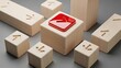 © Makbul - Wooden Blocks with Red Symbol on Gray Background
