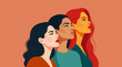 © Anang - Minimalist Illustration of Diverse Women Group Looking Upwards in Unity, Solidarity, and Feminism Concept
