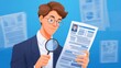 © Johannes - recruiter reviewing resume on a blue business background ar 169