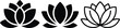 © candysartistry - Three distinct black and white lotus flower designs arranged in a row
