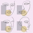 © Bappaditya Roy - Minimalist Handdrawn Faces Pattern: Abstract Line Art Portraits with Geometric Shapes, Modern Aesthetic for Contemporary Design Projects