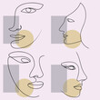 © Bappaditya Roy - Minimalist handdrawn faces set, abstract line art portraits with geometric shapes, modern aesthetic for design projects and artistic expression.