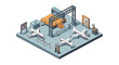 © Mark - Isometric airport terminal with airplanes and boarding gates