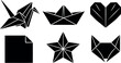 © DesignVectX - Black silhouette origami bird paper boat heart star and fox heads flat design simple vector art with geometric shapes and clean lines