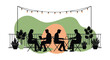 © Fatima - Vector illustration of people sitting at tables outdoors at sunset
