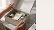 © Naeem 2.0 - Person Unboxing Premium Luxury Gift Set with Skincare Products for E-Commerce Brand Presentation Subscription Box and Customer Experience Design