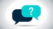 © Manoara - Abstract question mark icon in a bright teal chat bubble representing communication support and problem solving concept