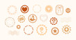 © norrhin - Large cute collection of various vintage stamps with stars, bows, hearts, inscriptions in warm pastel colours. Great for digital scrapbooking, journaling, planners, stickers, packaging, letters.