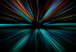 © kati17 - Abstract radial zoom blur surface with vibrant multicolored light streaks creating a dynamic futuristic motion effect on a dark background.