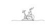 © SR - Continuous line drawing of a person riding an exercise bike stationary fitness