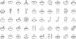 © NUR - Black and white line of various soup bowls utensils and ingredients line soup