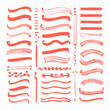 © Dizzi - Conjunto de banners y subrayados dibujados a mano en color rojo, ideales para diseño gráfico y web.