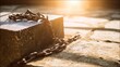 © SHI - liberated. Broken iron chains at the base of a stone pedestal in bright sunlight, symbol of freedom. event programs, museum guides, designed for cultural heritage projects and event programs.