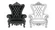© Tm Studio - Elegant ornate throne chairs in black and white sketch style