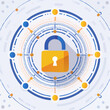 © Lalang Indriana - Cybersecurity concept, digital lock icon with circular data network, symbolizing protection and secure access