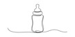© MOHAMMAD - Continuous line drawing baby bottle milk single stroke contour doodle. One continuous line drawing of baby feeding bottle vector illustration. Baby bottle continuous one line drawing art icon.