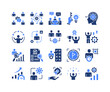 © Jefri - Workplace Skills Icon Collection,  featuring Teamwork Meeting, Initiative Action, Adaptive Skills, Evaluation Feedback, Time Efficiency, Discipline Habit, Performance Goal.