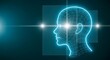 © Design With AI - Glowing blue wireframe human head with targeting reticle