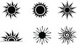 © Joy01 - sun icons three sun icons one flat solid monochrome one thin black outline black and white one full color flat icon warm clean eco energy style