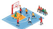 © IPAN - Basketball Players on Court Illustration.