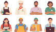 © Creative Studio  - Various cartoon people in different professions and uniforms smiling at work  office workers and chefs
