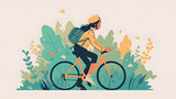 flat sketch doodle simple person riding a bike