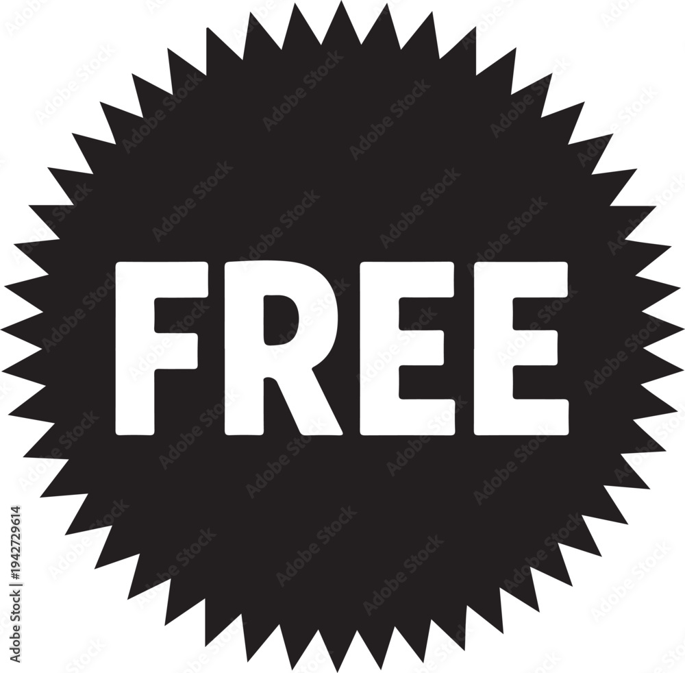 Free icon. Black freebie sign. Offer label tag design. Stock Vector ...