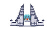 © Maureen - Balinese temple entrance with mountain view in flat artistic style
