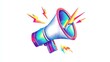 © AUFAAZRILAL - A colorful illustration of a megaphone icon with retro style lightning bolts announcing a creative event.