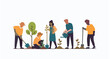 © BadhanChandra - People planting trees in park community gardening vector illustration EPS 10